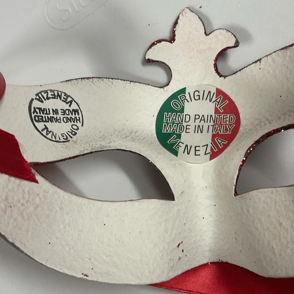 Red and silver Scroll Venetian Mask Masquerade Costume Dance Men Women